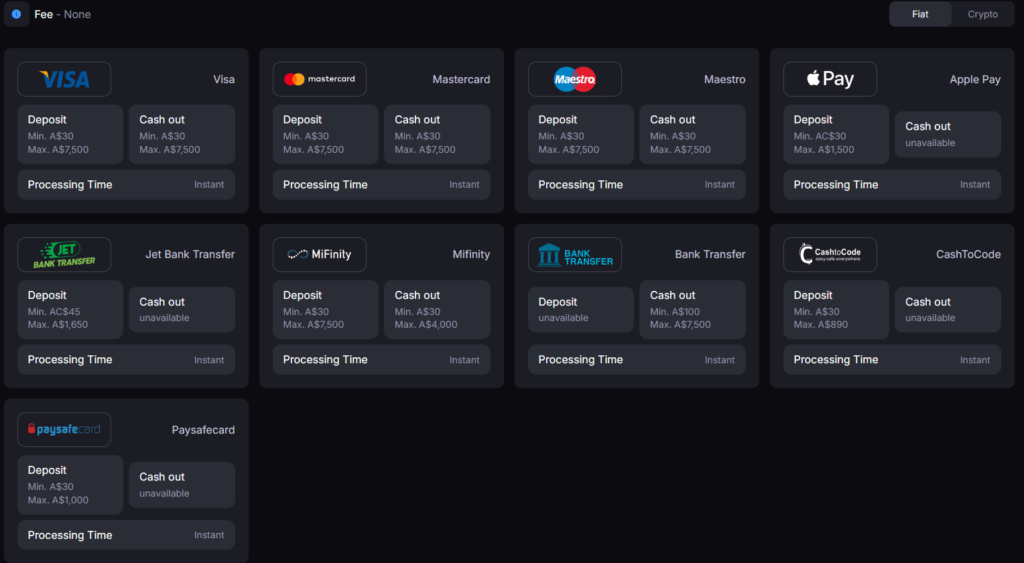 SkyCrown Fiat payments options